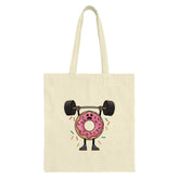 Funny Donut Gym Tote Bag, Weightlifting Design, Doughnut Lover Gift, Cartoon Food Art, Novelty Gym Bag, Unique Tote Bag for her or him - Tawshia